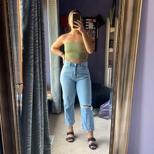 Topshop Olive Green Tube Top